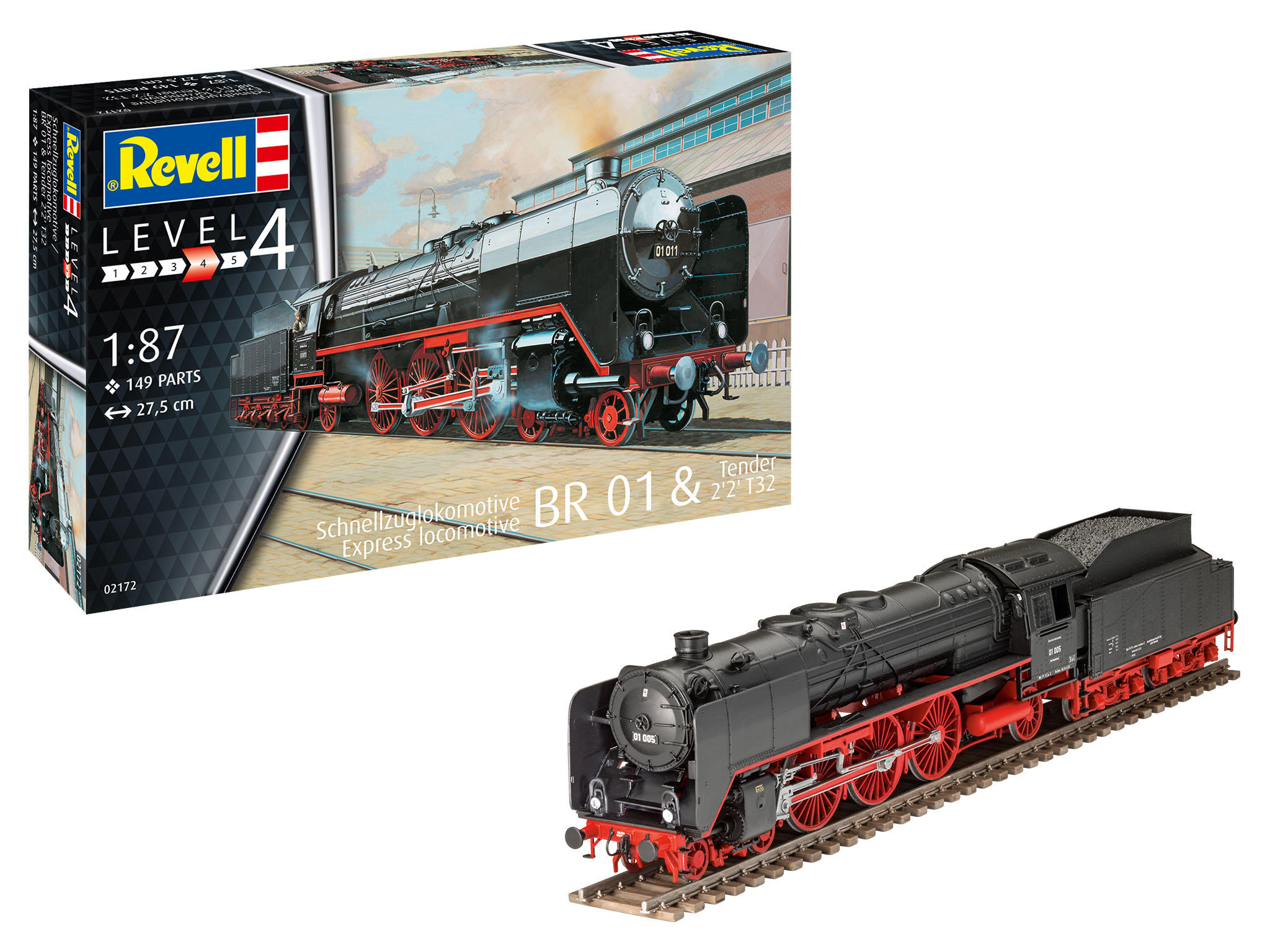 Revell 02172 Schnellzuglokomotive BR 01 & Tender 2'2' T32, 1:87 H0 Bausatz
