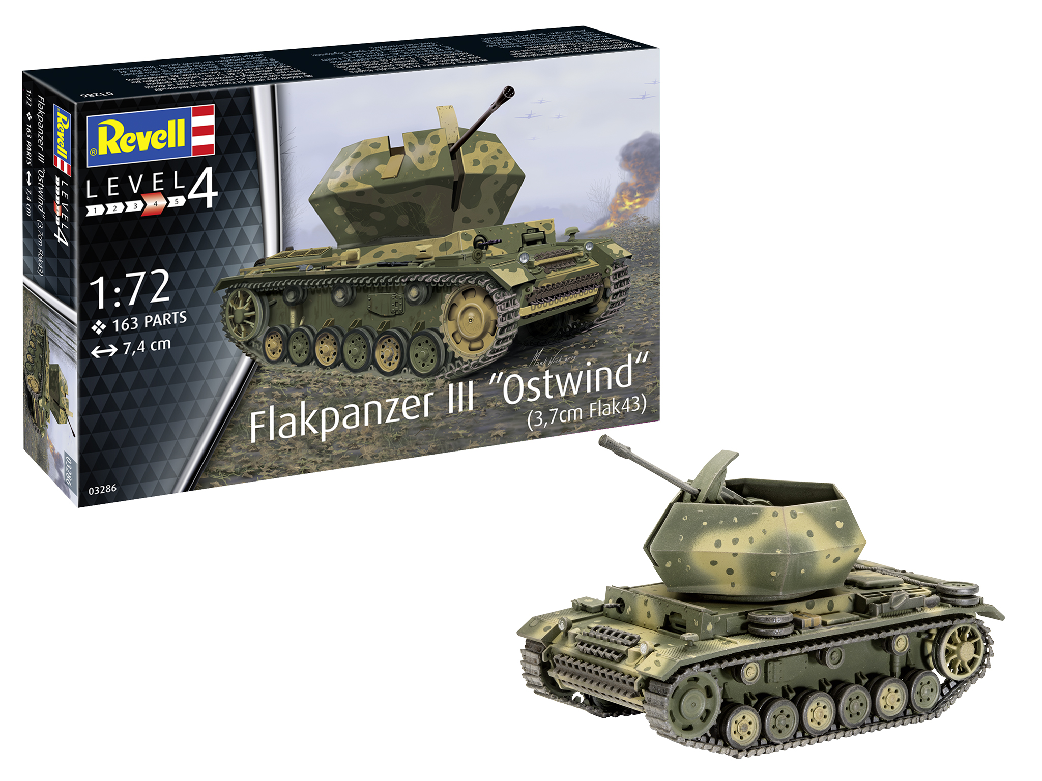 Revell 03286 Flakpanzer III Ostwind 3,7cm Flak 43 Modellbausatz 1:72